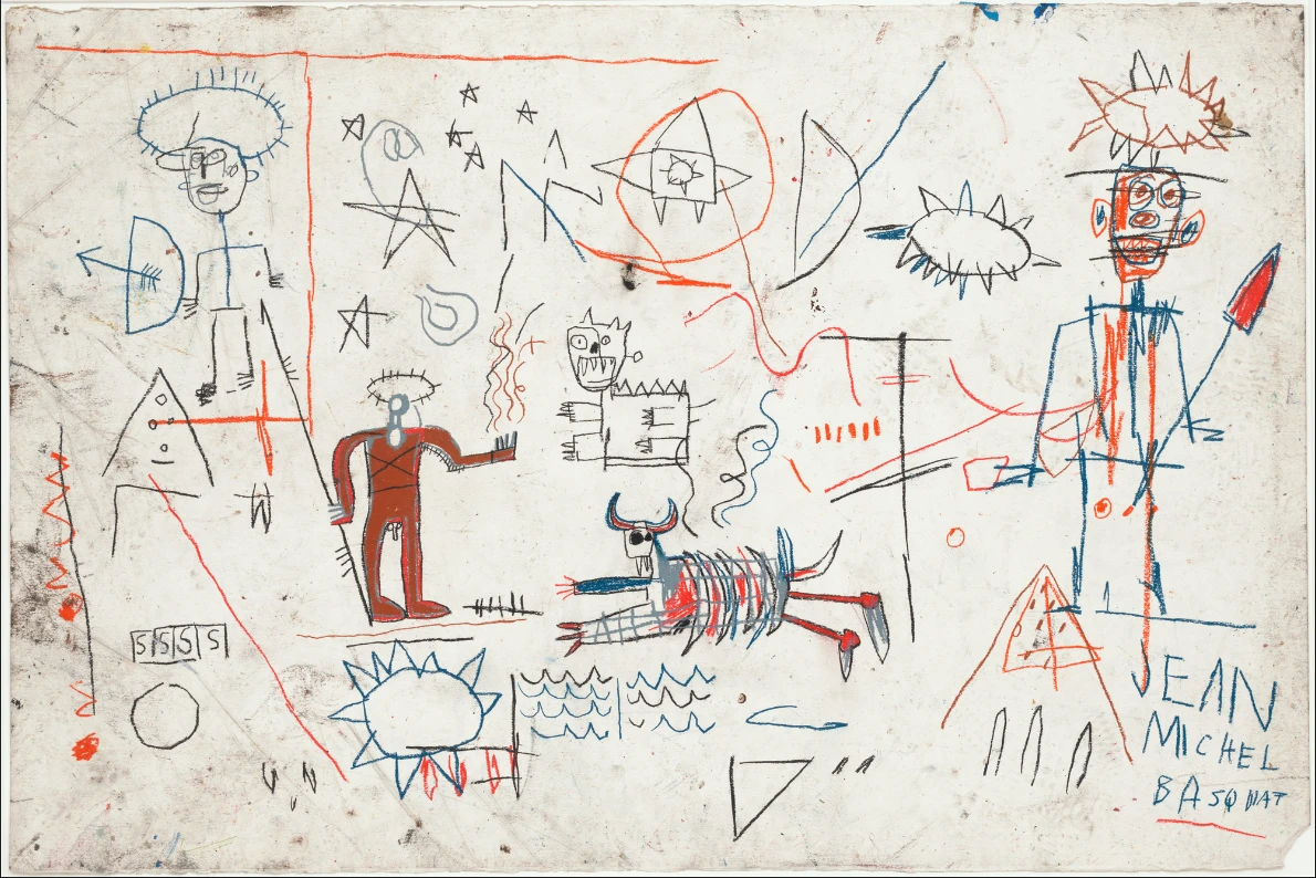 Jean-Michel Basquiat. Untitled. 1981. Oilstick on paper, 40 x 60' (101.6 x 152.4 cm). Fractional and promised gift of Sheldon H. Solow